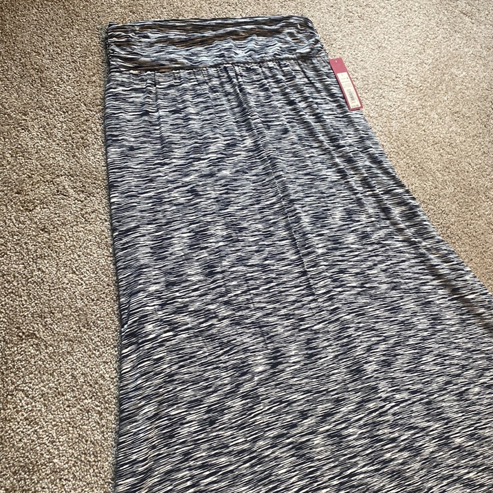Merona Blue and White Space-Dye Midi Skirt